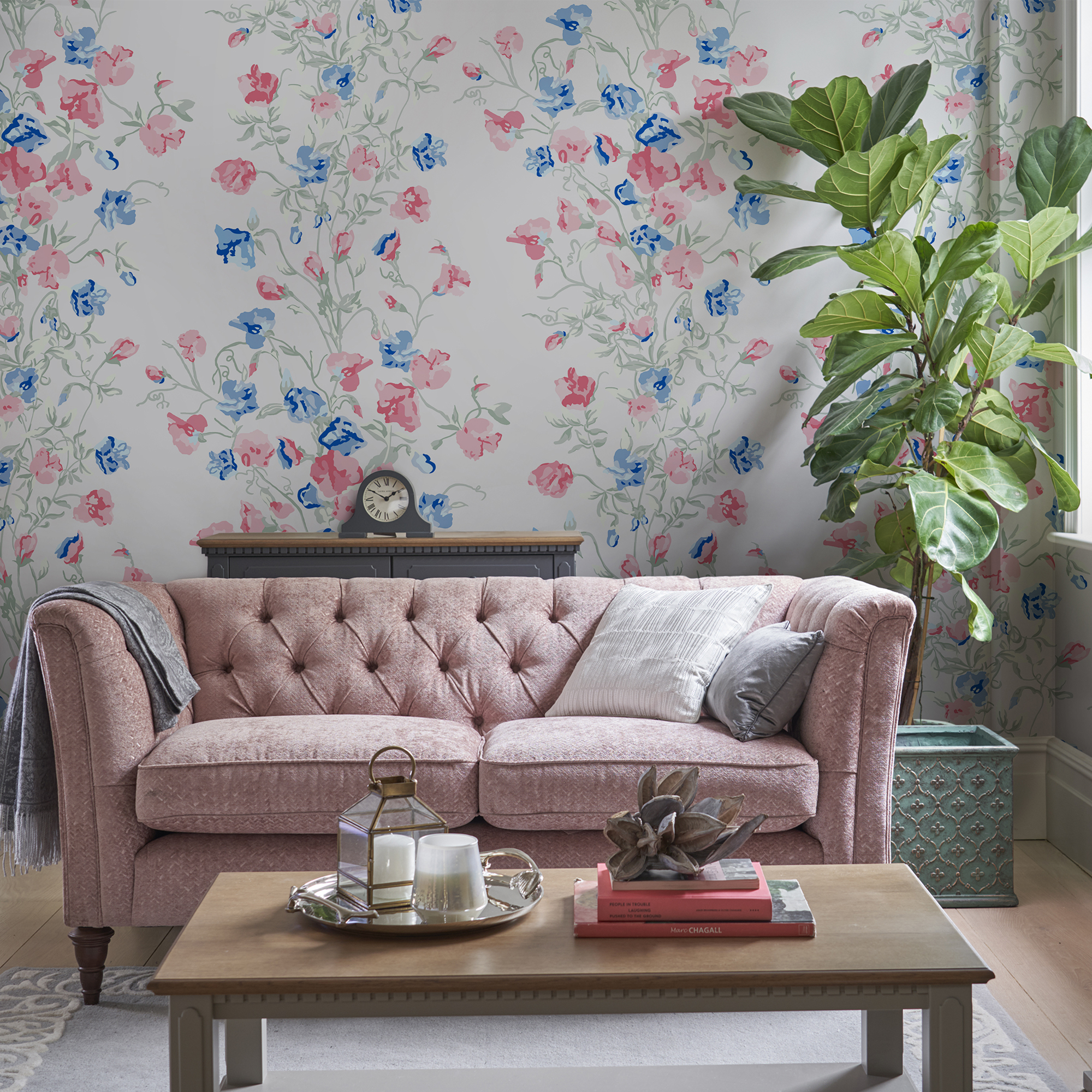 Charlotte Floral Wallpaper 115261 By Laura Ashley In Coral Pink